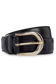 BOSS Black Italian-Leather Belt With Logo-Engraved Buckle - Image 1 of 3