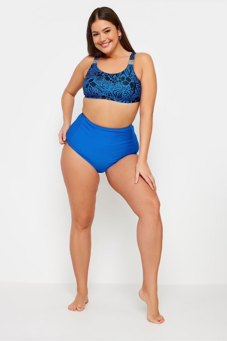 Yours Curve Cobalt Blue Chain Detail Bikini Top - Image 2 of 6