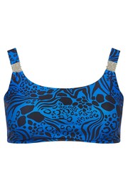 Yours Curve Cobalt Blue Chain Detail Bikini Top - Image 5 of 6