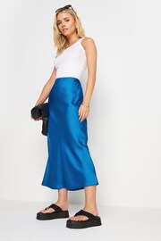 PixieGirl Petite Blue Satin Midaxi Skirt - Image 3 of 6