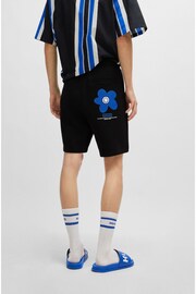 HUGO Blue Cotton Terry Floral Graphic Jersey Shorts - Image 3 of 6