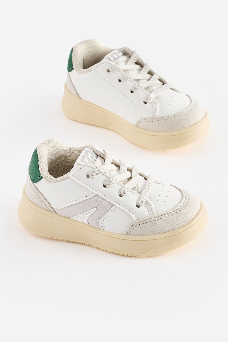 Off White Wide Fit (G) Elastic Lace Trainers - Image 1 of 5