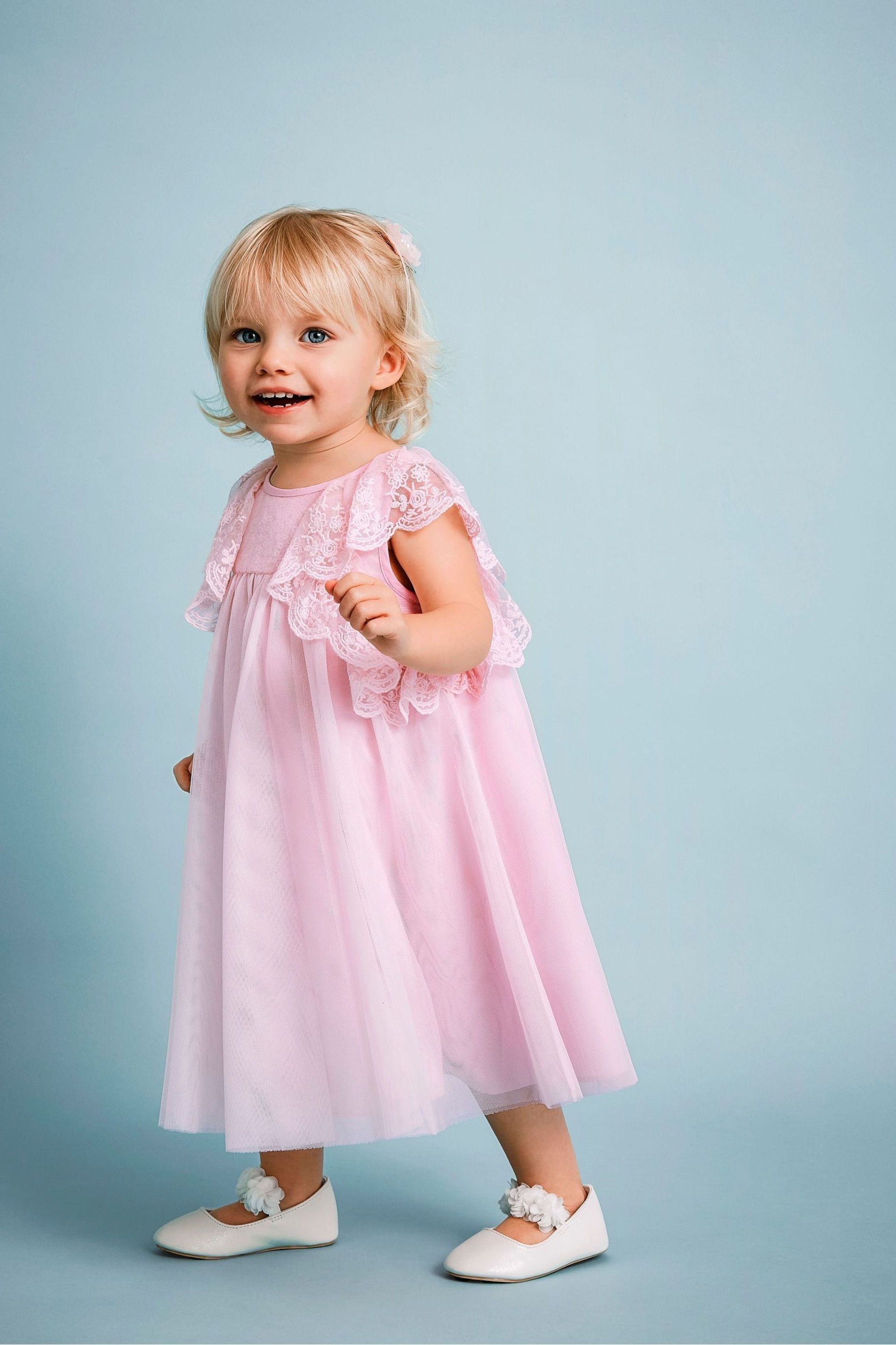 Monsoon Pink Baby Charlotte Frill Dress - Image 1 of 4