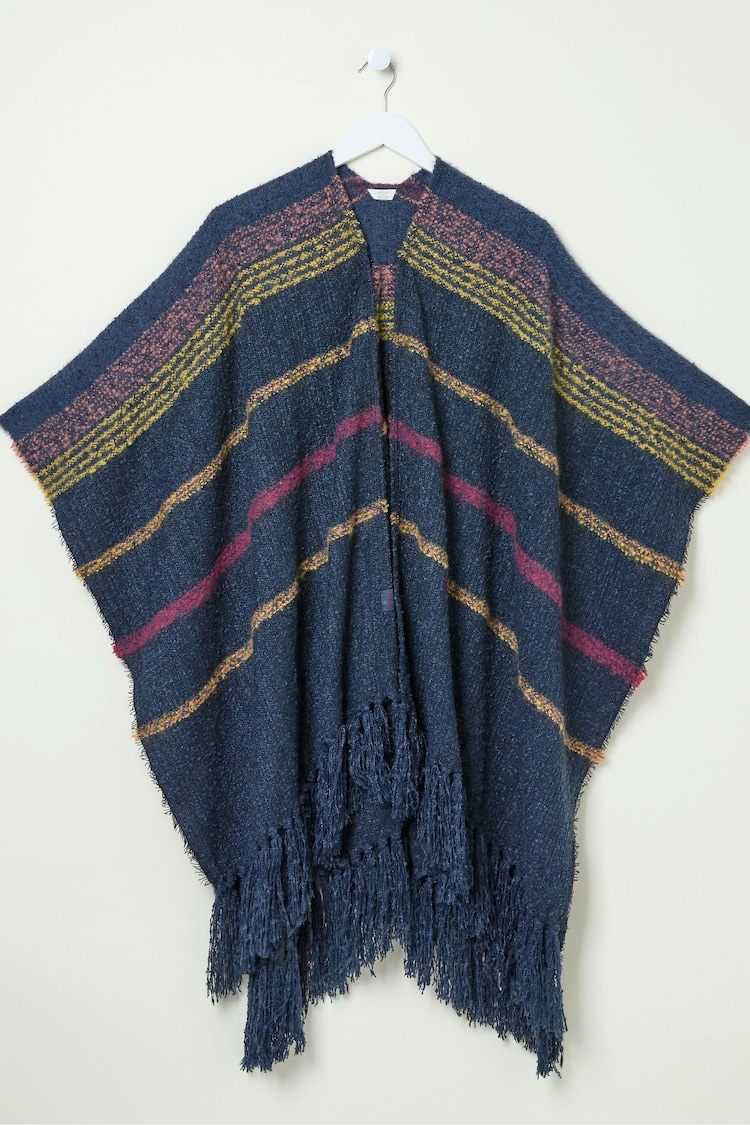 FatFace Navy Stripe Boucle Cape Scarf - Image 5 of 5