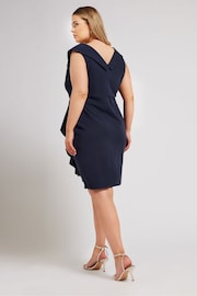 Yours Curve Blue London Tuxedo Frill Shift Dress - Image 2 of 5