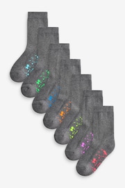 Grey Splat Cotton Rich Cushioned Socks 7 Pack - Image 1 of 8