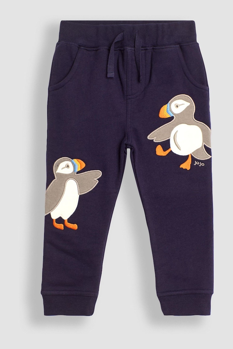 JoJo Maman Bébé Navy Blue Puffin Appliqué Pet in Pocket Joggers - Image 1 of 3