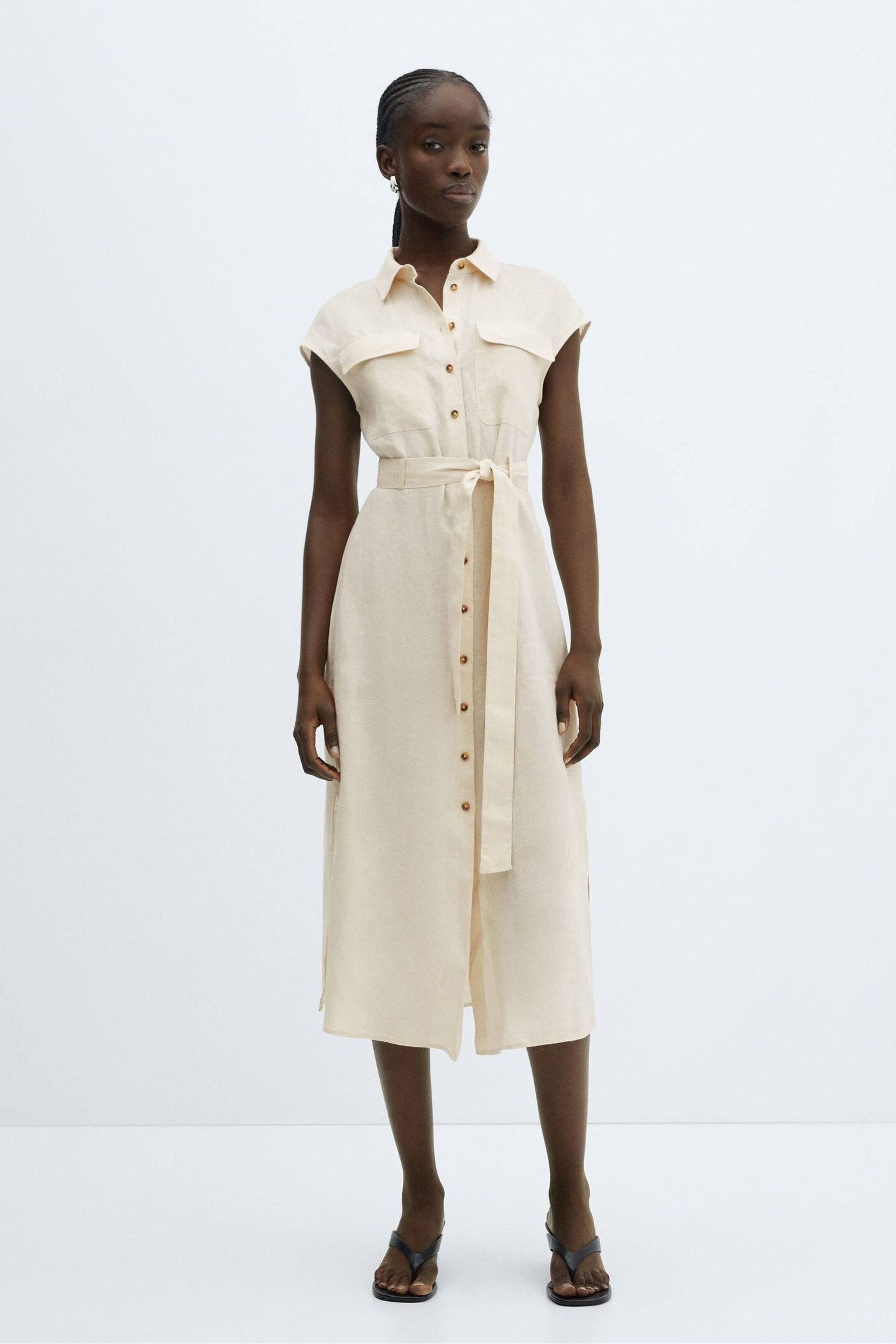 Buy Mango Cream 100 Linen Shirty Dress from the Next UK online shop