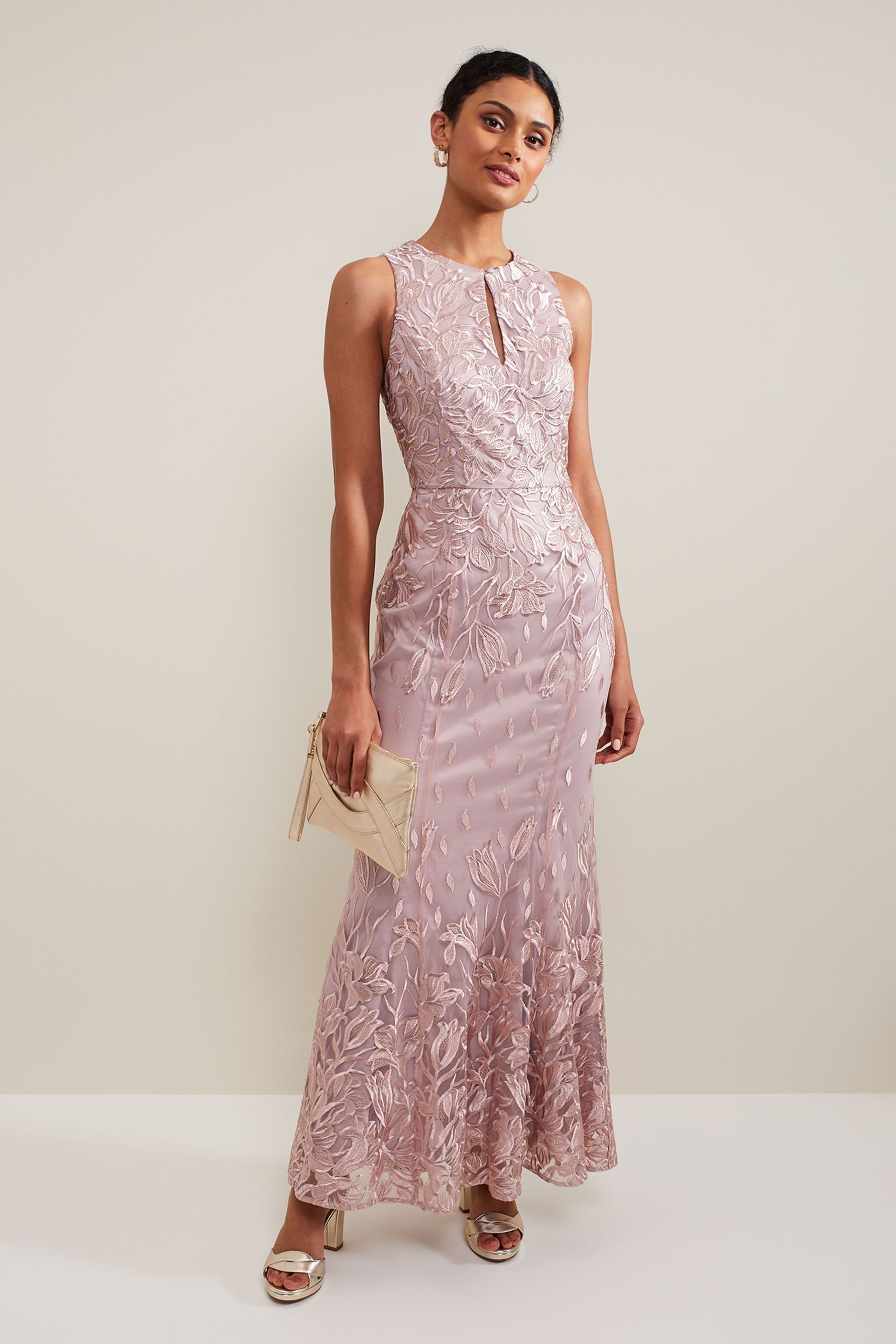 Phase Eight Pink Jaclyn Embroidered Maxi Dress