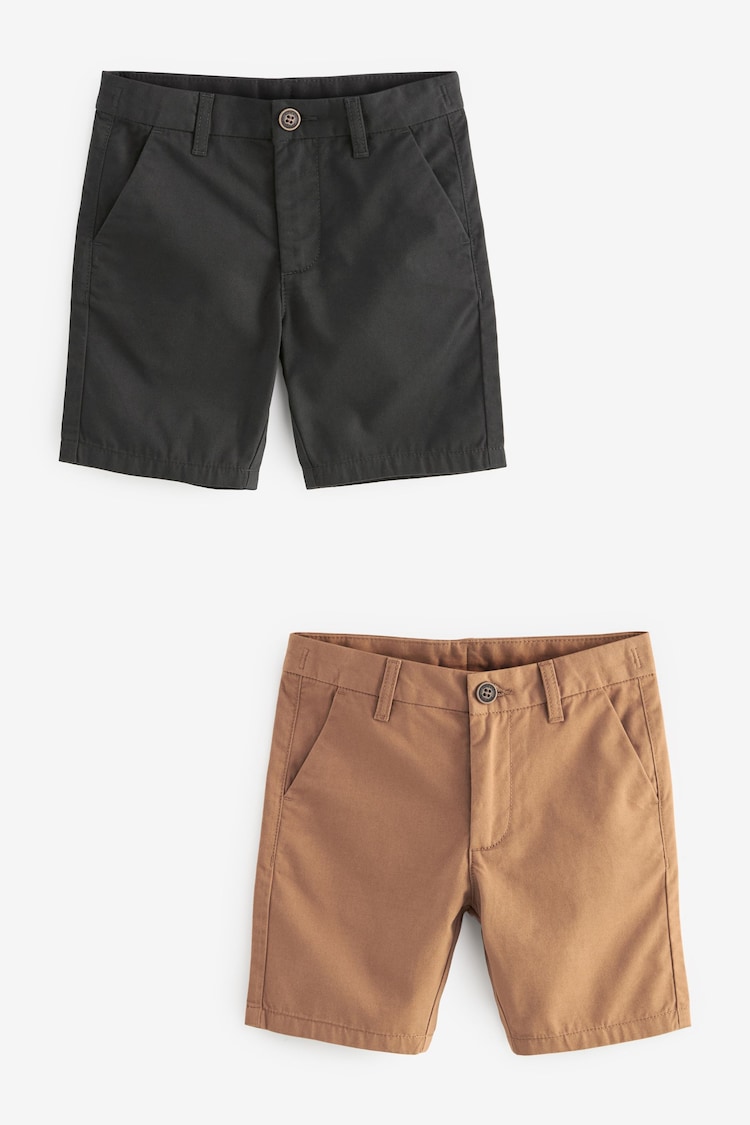 Black/Ginger Brown Chino Shorts 2 Pack (3-16yrs) - Image 1 of 5