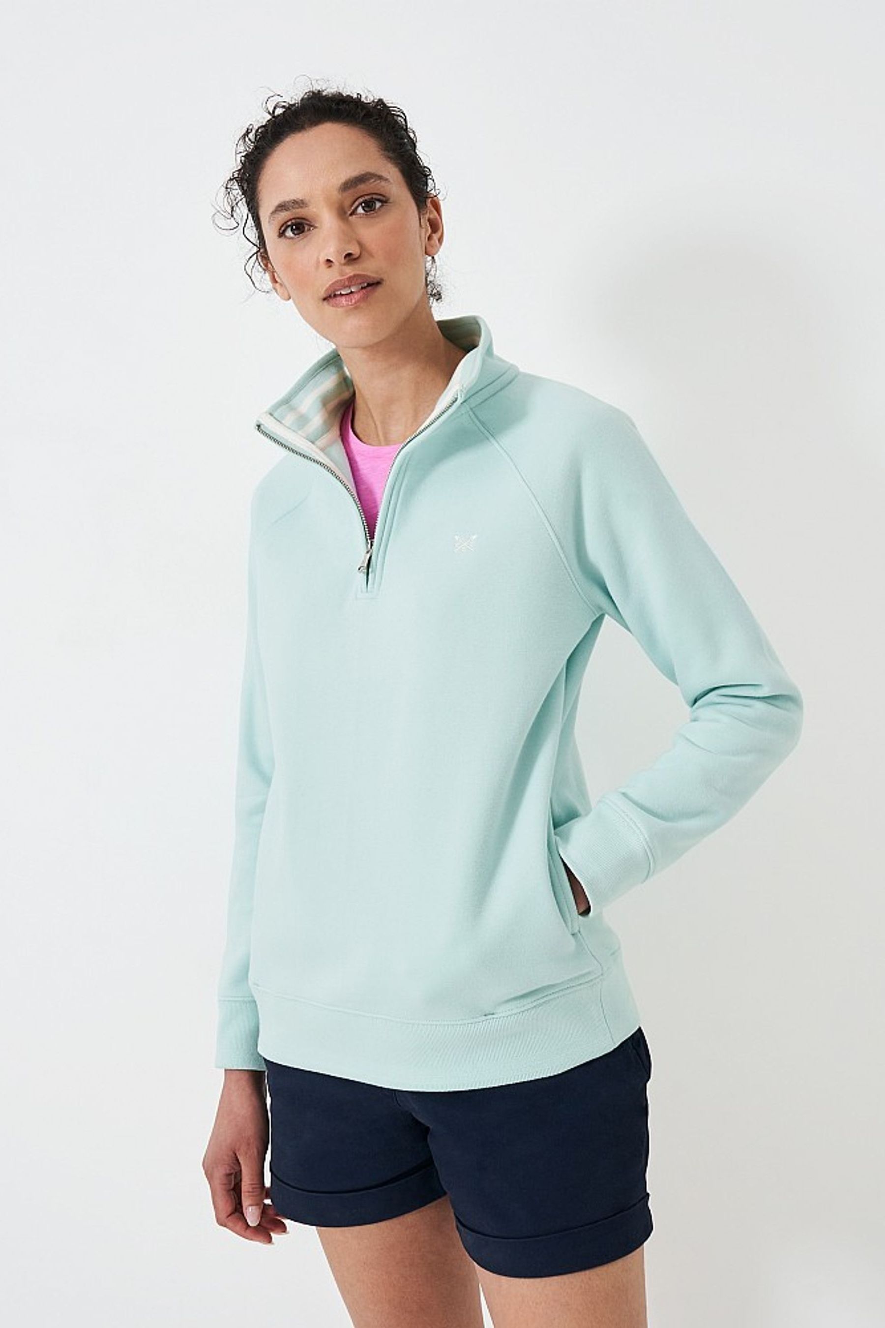 Crew clothing half zip sweatshirt discount