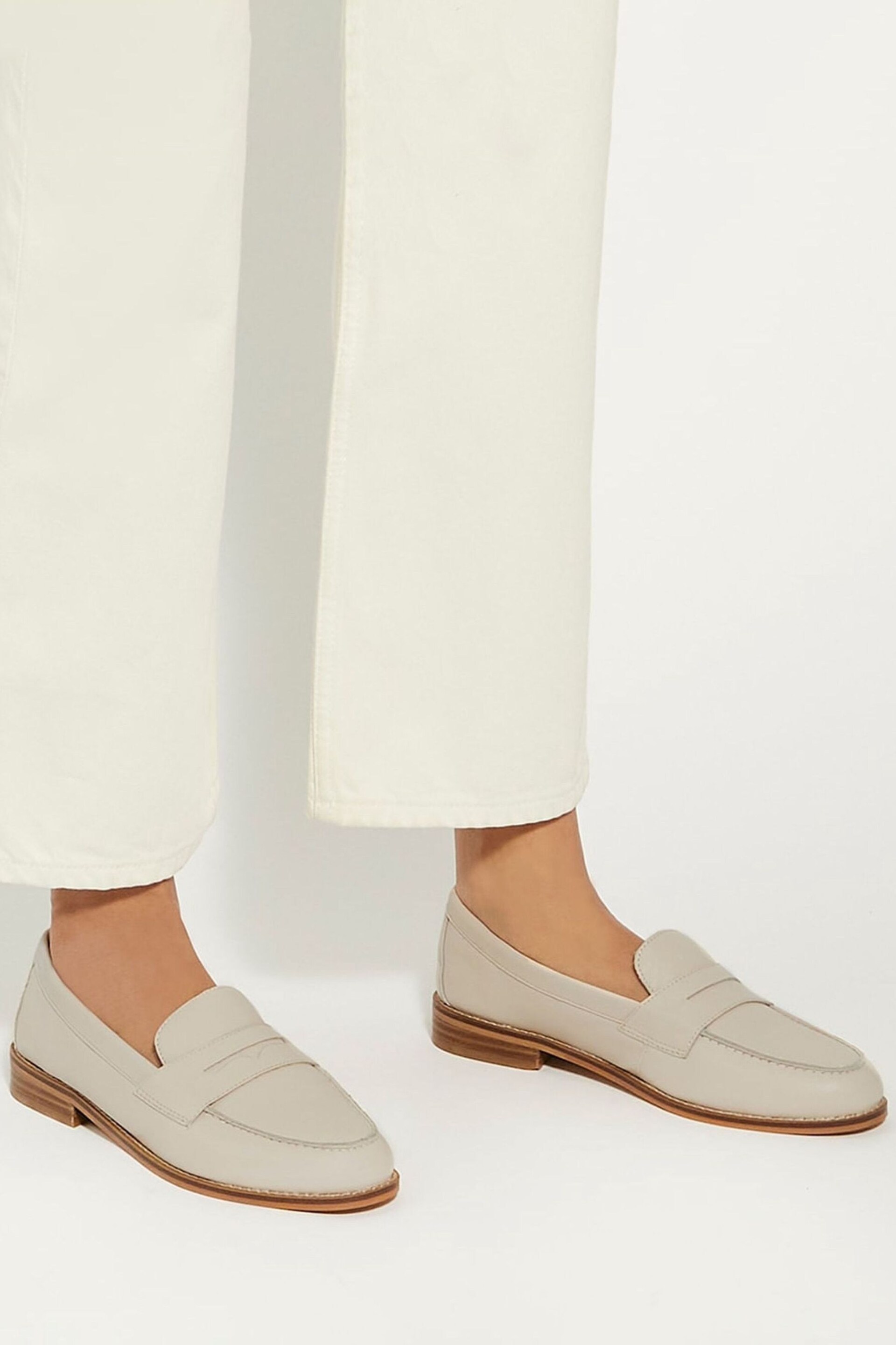 Dune London Cream Ginelli Flexi Sole Penny Loafers - Image 1 of 6