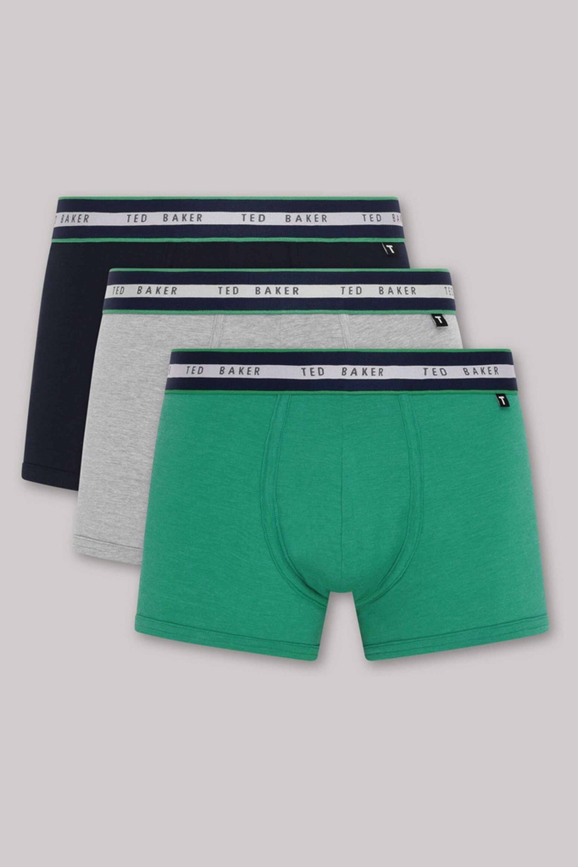 Ted Baker Blue Cotton Trunks 3 Pack - Image 1 of 7