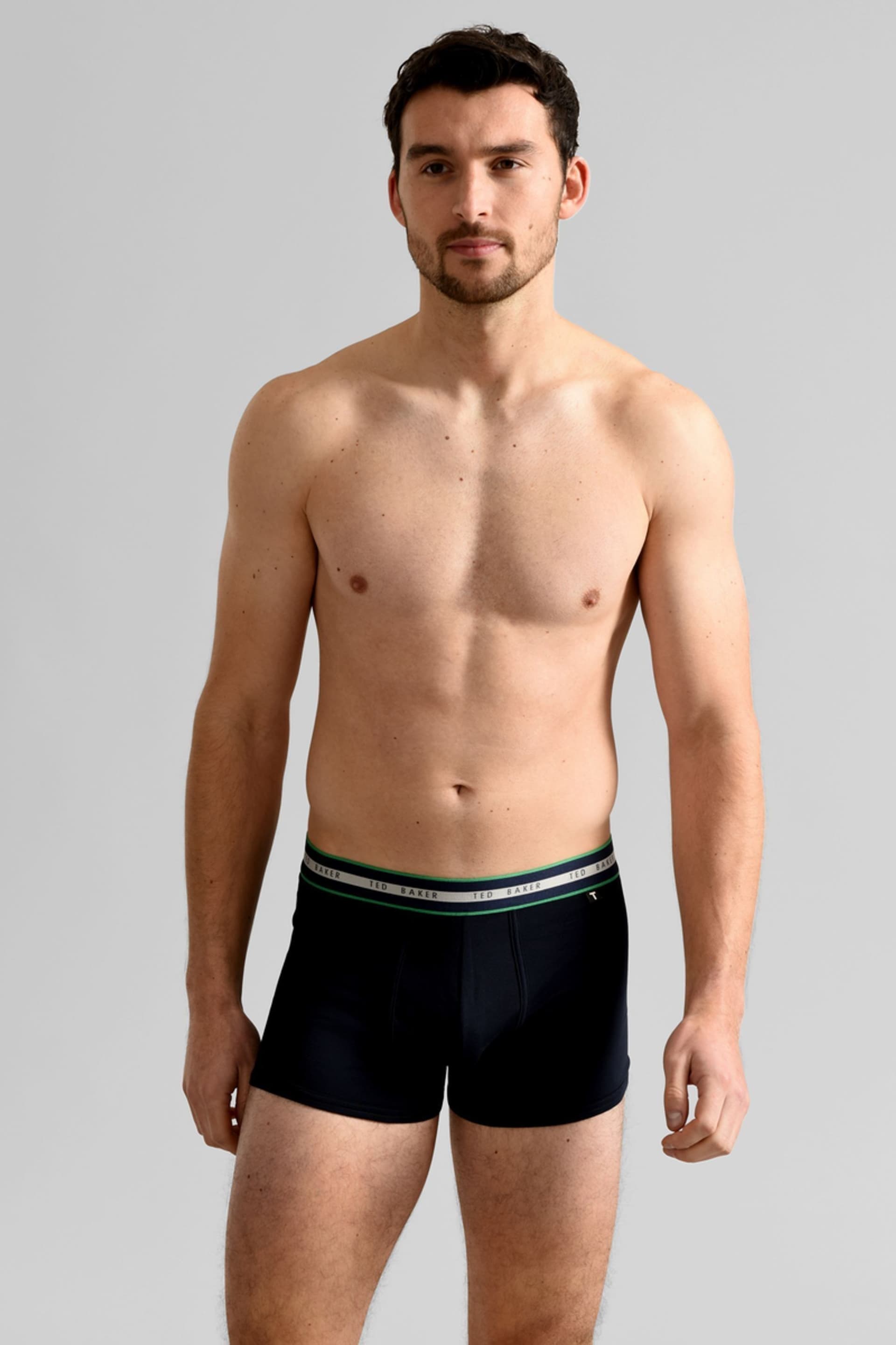 Ted Baker Blue Cotton Trunks 3 Pack - Image 6 of 7