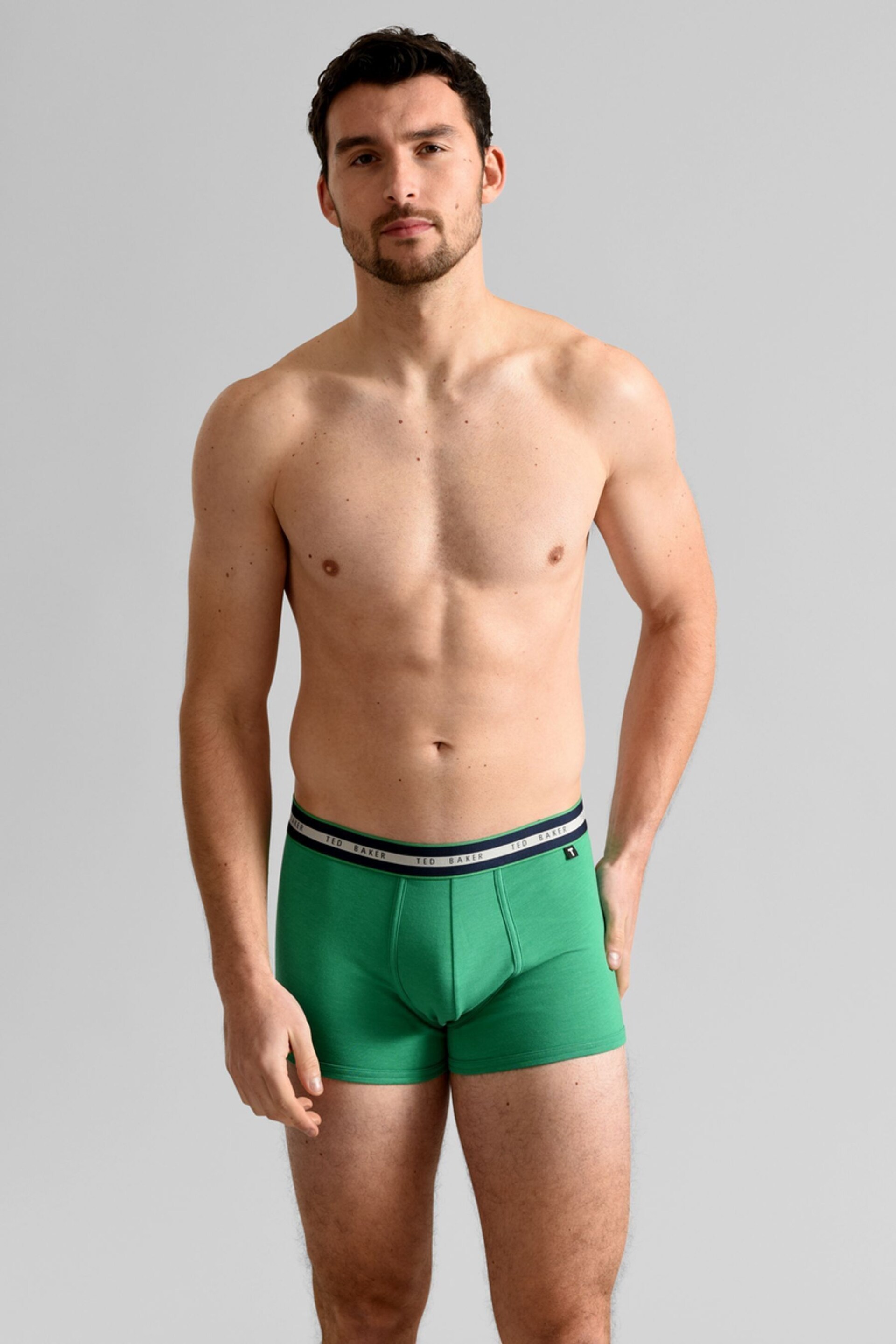 Ted Baker Blue Cotton Trunks 3 Pack - Image 7 of 7