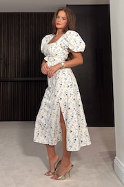 Girl In Mind White Meara Sqaure Neck Midi Dress - Image 2 of 4