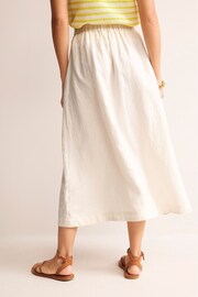Boden Cream Florence Linen Midi Skirt - Image 3 of 5