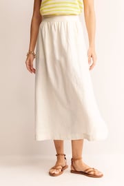 Boden Cream Florence Linen Midi Skirt - Image 4 of 5