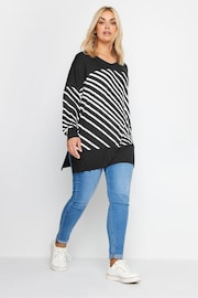 Yours Curve Black Striped Print Top - Image 2 of 4
