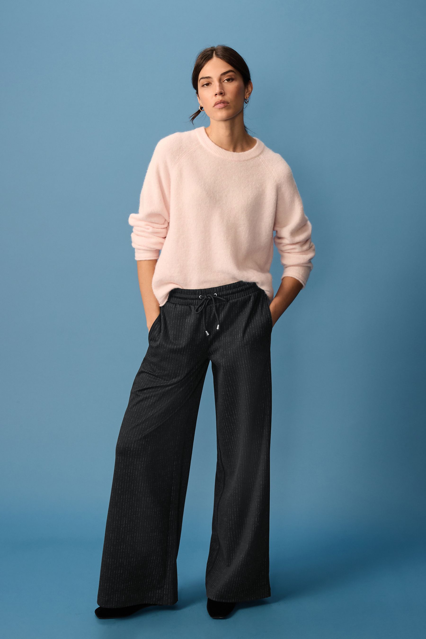 Buy Pinstripe Brushed Jersey Wide Leg Trousers Next Ukraine