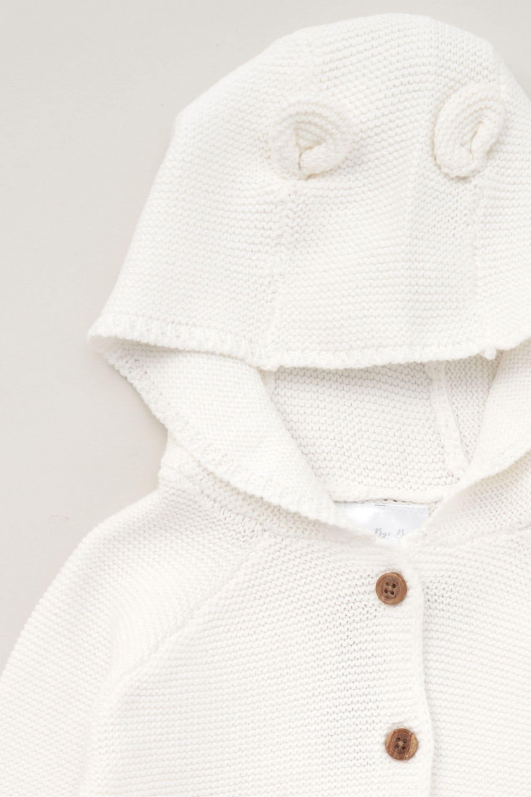 Rock A Bye Baby Boutique Hooded Bear 100 Cotton Knit White Cardigan