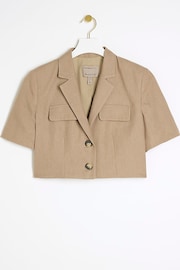 River Island Beige Cropped Structured Jacket - Image 4 of 5