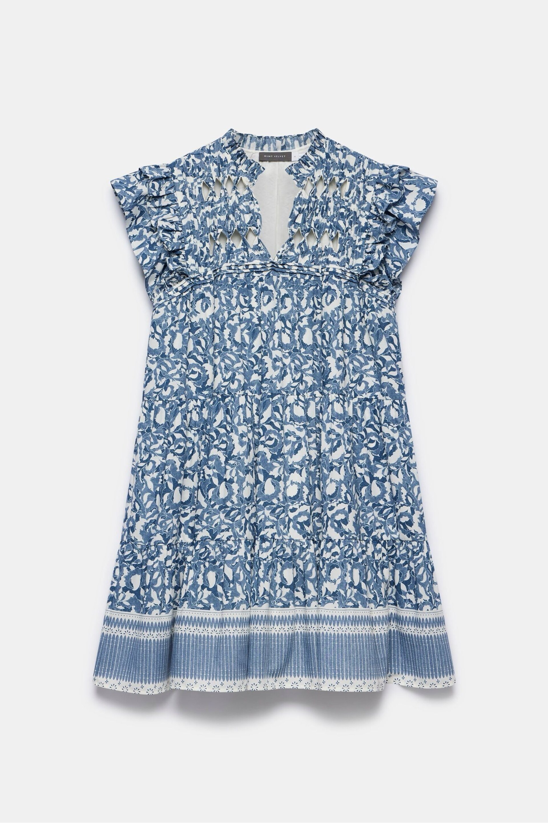 Mint Velvet Blue Print Mini Dress - Image 3 of 4