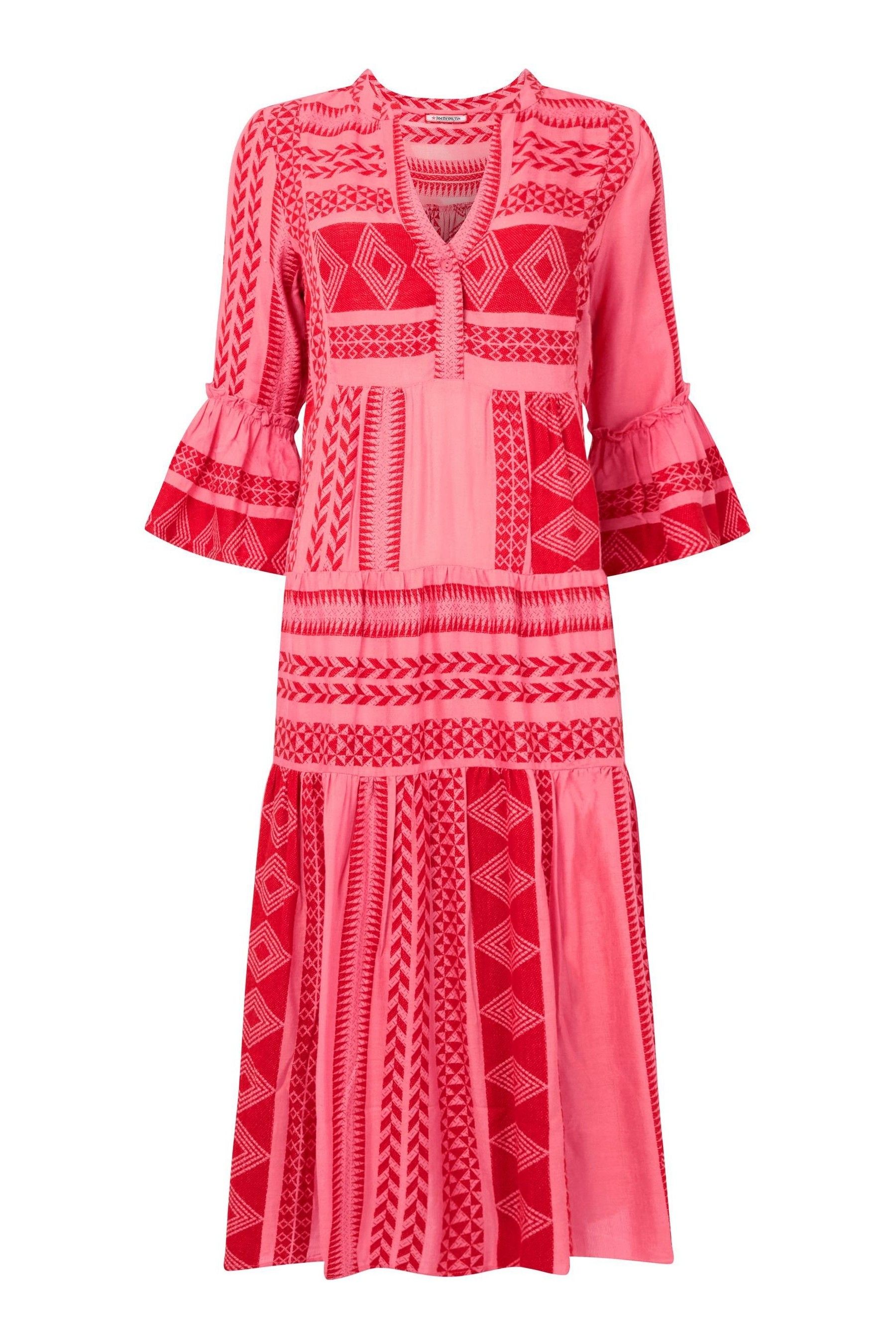 Buy Joe Browns Pink Oversized Boho Style Textured Long Sleeve Midi Dress from Next Luxembourg