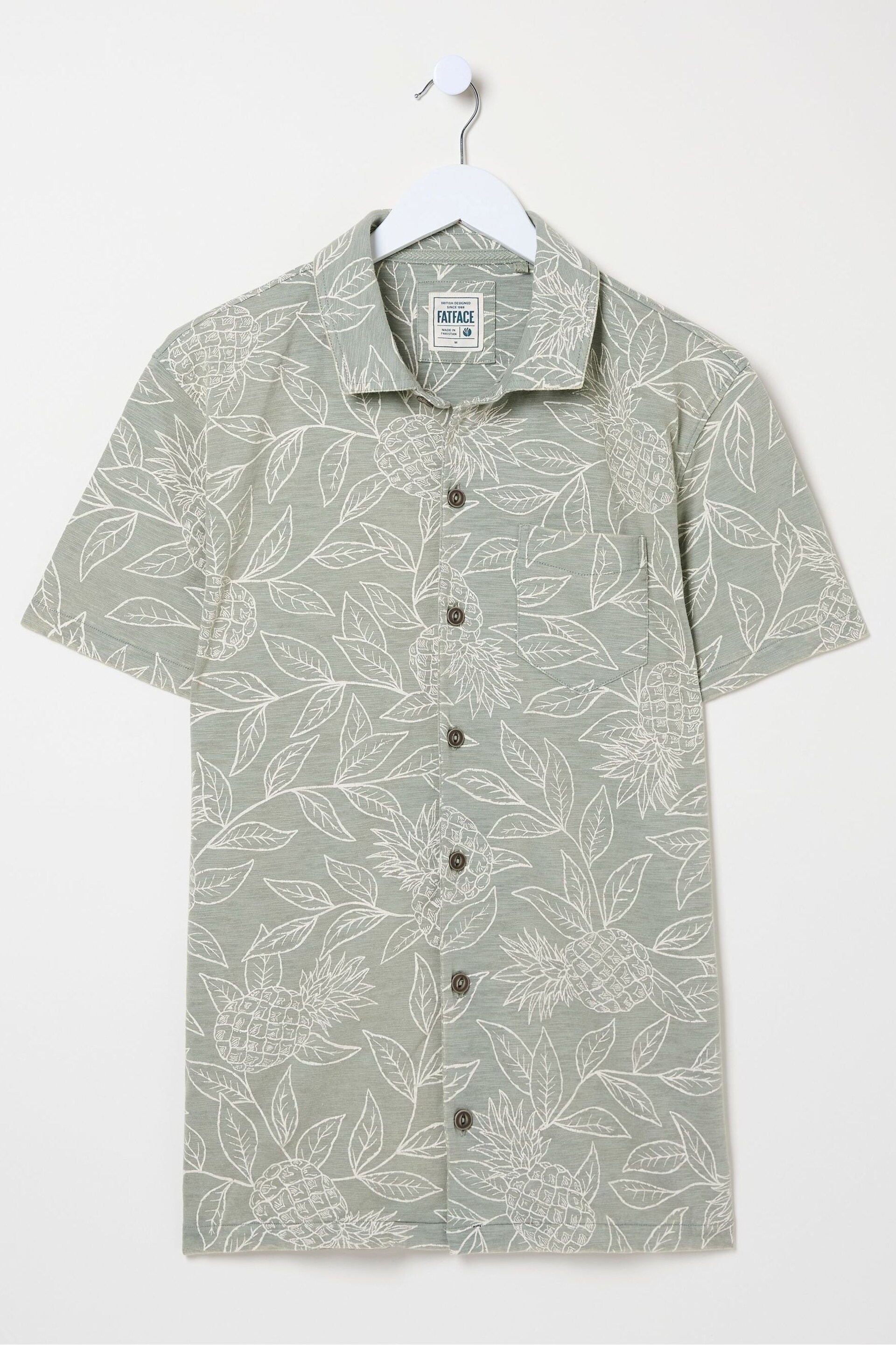 FatFace Green Truro Leaf Jersey Shirt - Image 5 of 5