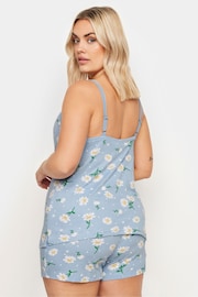 Yours Curve Blue Daisy Print Cami Pyjama Set - Image 3 of 5