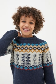 FatFace Blue Fair Isle Yoke Jumper - Image 4 of 5