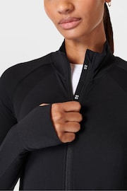 Sweaty Betty Black Athlete Crop Seamless Workout Zip-Up Sweatshirt - Image 6 of 7