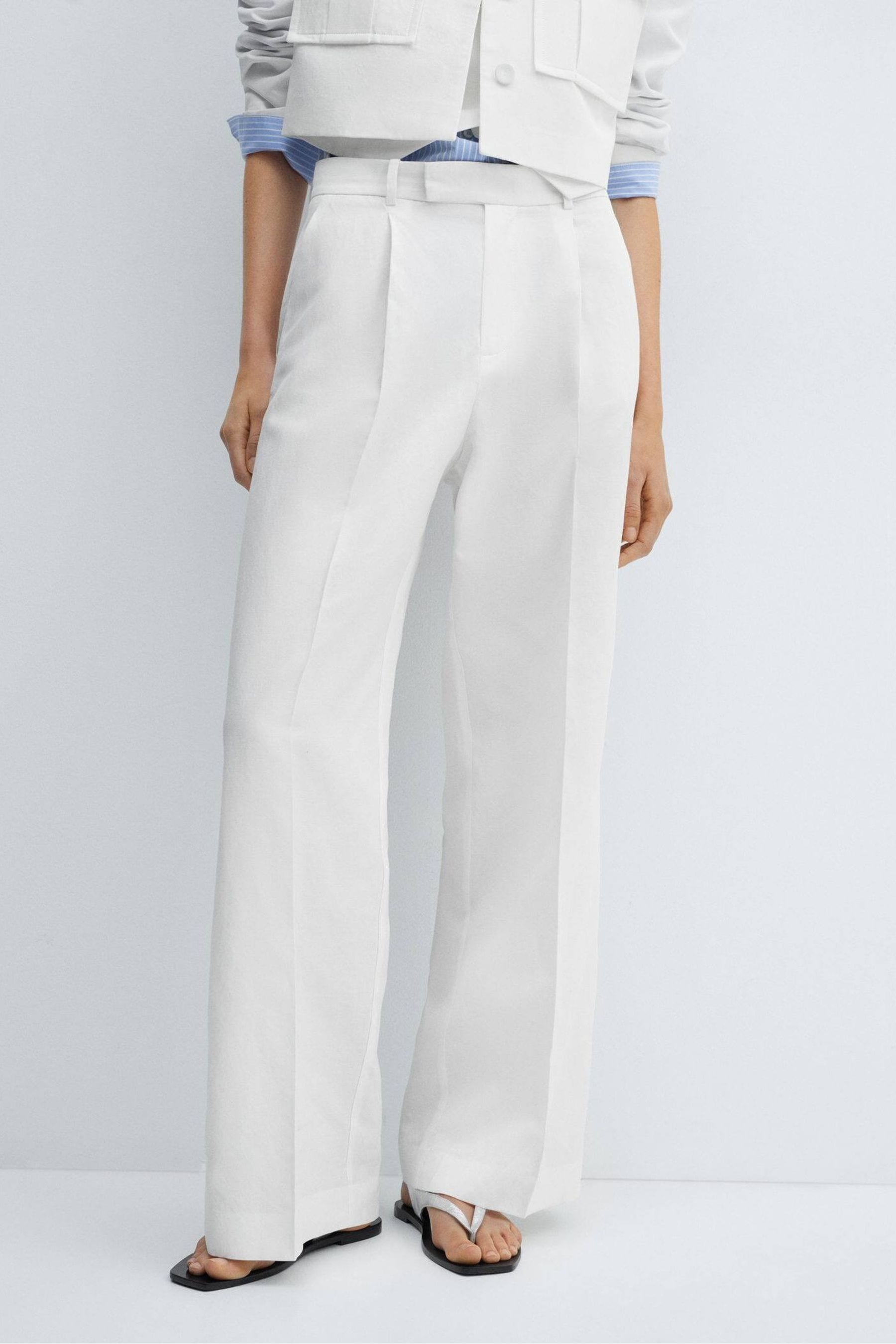 Buy Mango White Straight Leg Trousers from the Next UK online shop