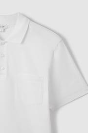Reiss White Austin Mercerised Cotton Polo Shirt - Image 4 of 6