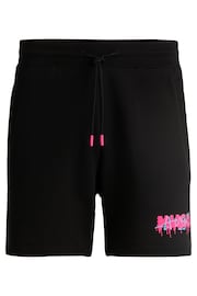 HUGO Cotton-Terry Black Shorts With New-Season Logo - Image 5 of 6