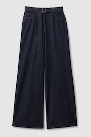 Reiss Dark Blue Luca Belted Wide Leg Jeans - Image 2 of 6