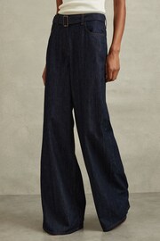 Reiss Dark Blue Luca Belted Wide Leg Jeans - Image 3 of 6