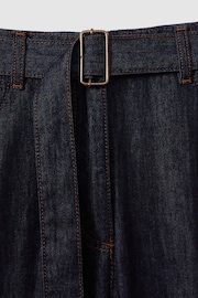 Reiss Dark Blue Luca Belted Wide Leg Jeans - Image 6 of 6