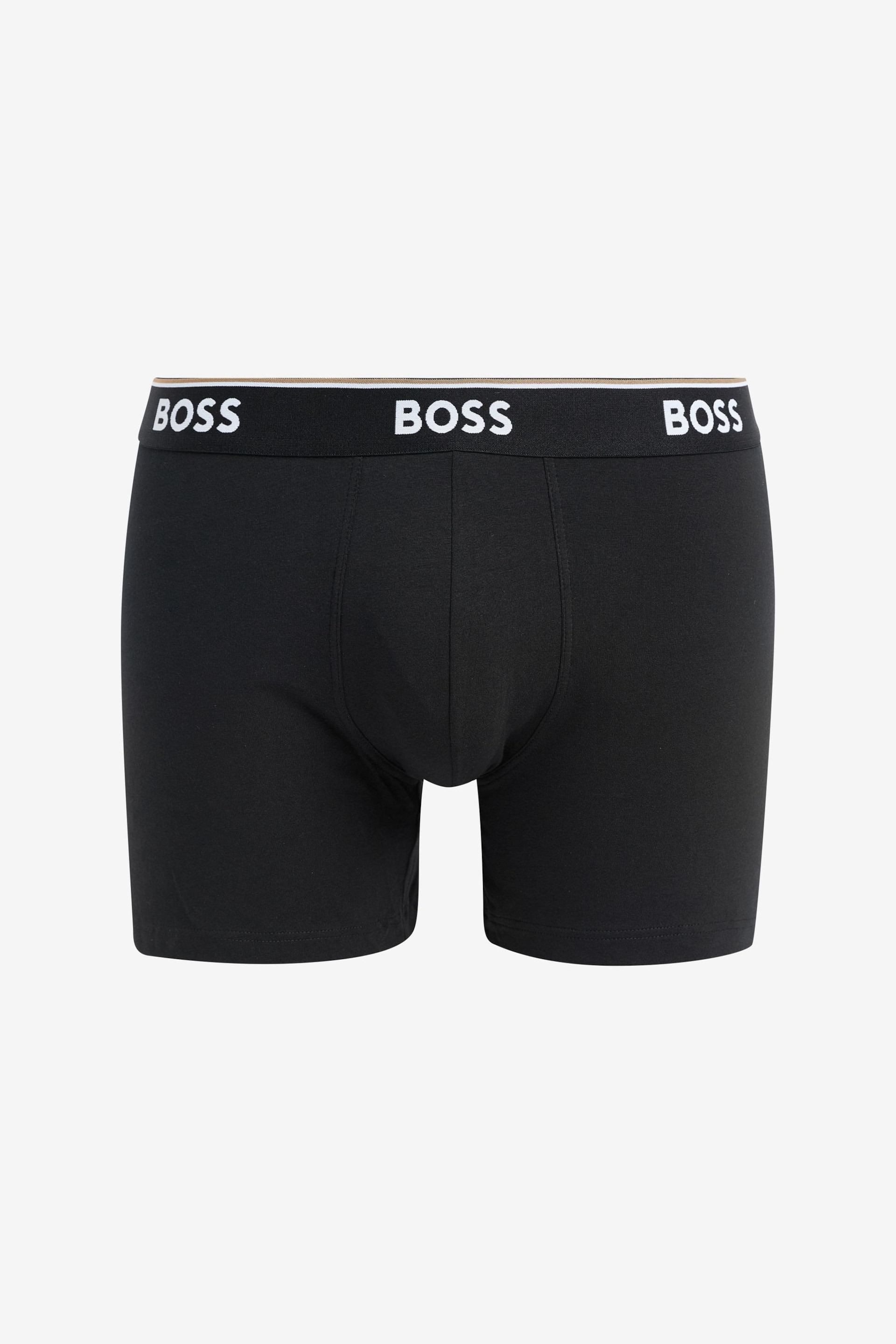 BOSS Grey Logo Waistband Boxer Briefs 3 Pack in Stretch Cotton - Image 4 of 4