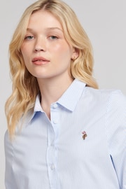 U.S. Polo Assn. Womens Classic Fit Blue Stripe Oxford Shirt - Image 2 of 8