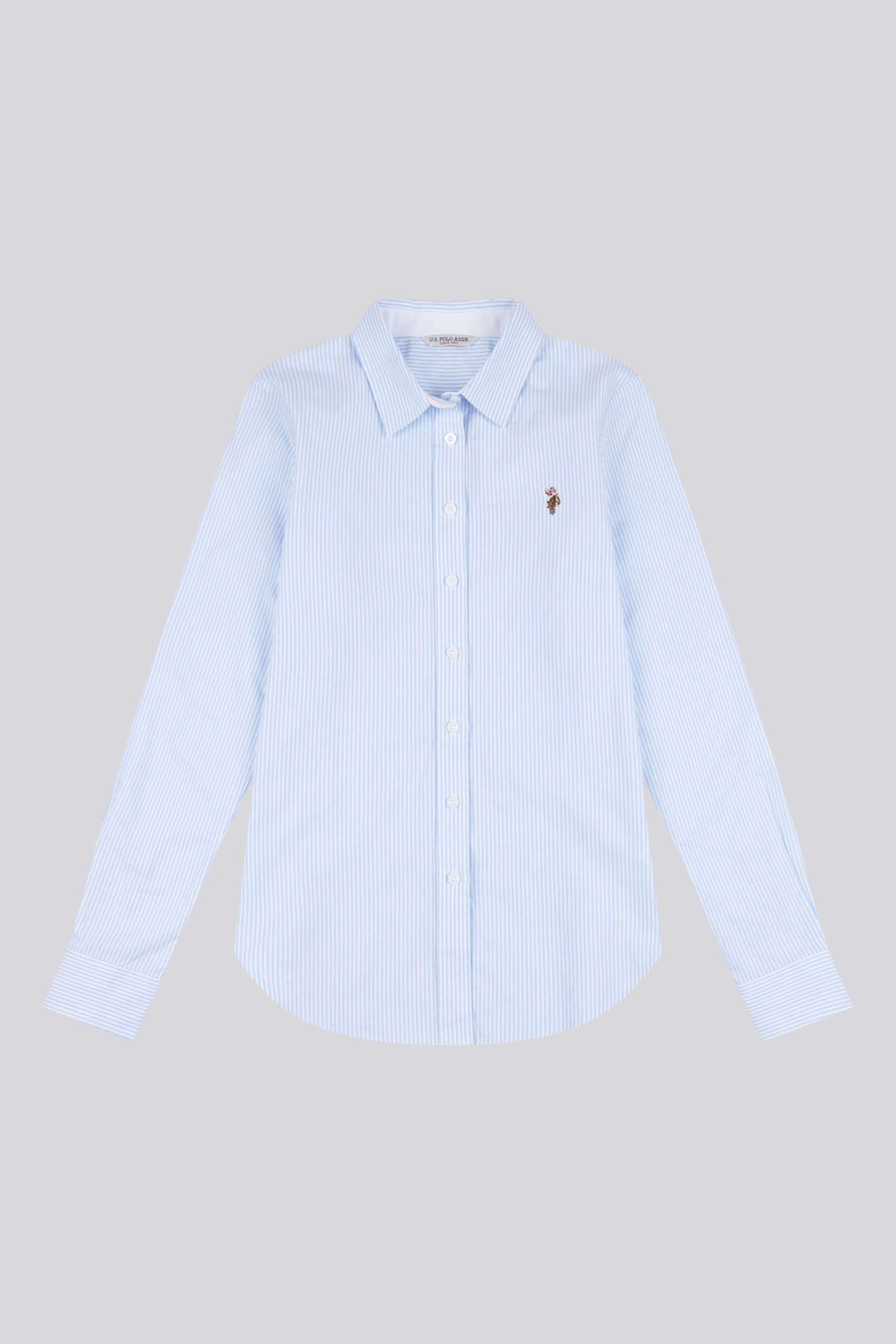 U.S. Polo Assn. Womens Classic Fit Blue Stripe Oxford Shirt - Image 7 of 8