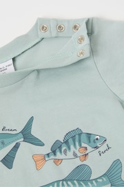 Polarn O. Pyret Light Blue Organic Cotton Floral Print T-Shirt - Image 4 of 4