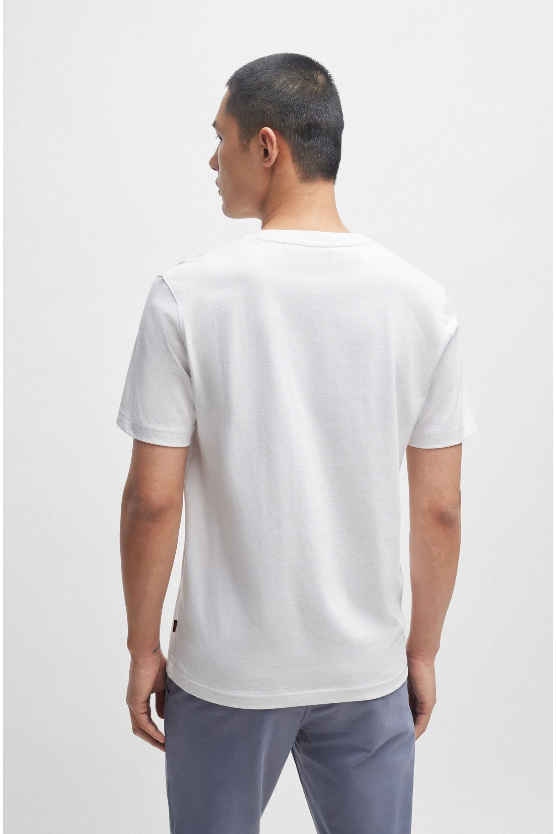 BOSS White/Blue Cotton-Jersey Regular-Fit T-Shirt With Seasonal Artwork - Image 2 of 5