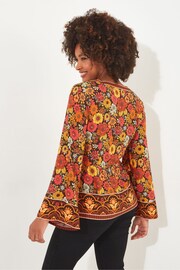 Joe Browns Orange Retro Floral Flared Sleeve Blouse - Image 2 of 6