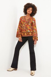 Joe Browns Orange Retro Floral Flared Sleeve Blouse - Image 3 of 6