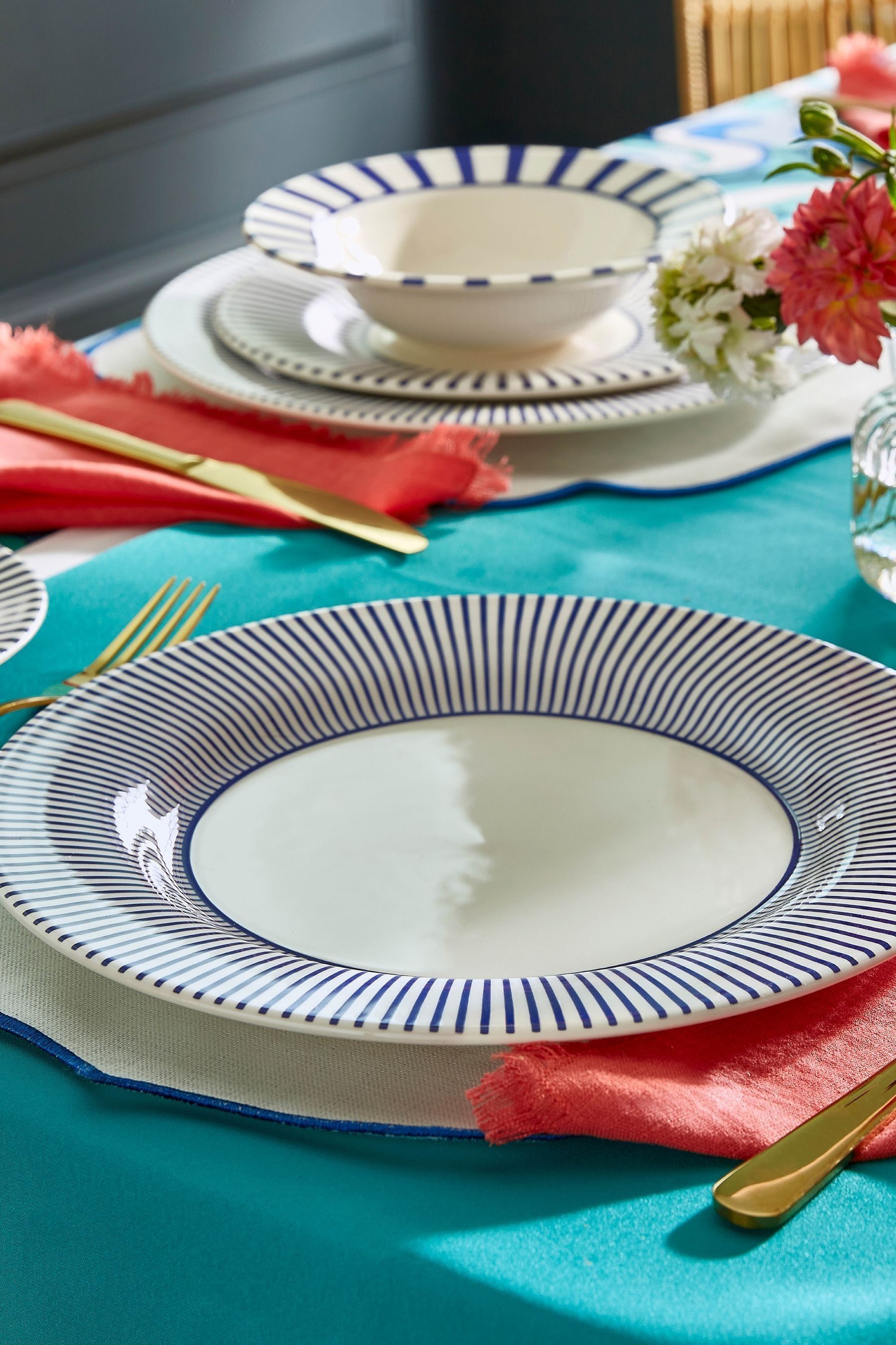 Buy Spode Blue Steccato Dinner Set of 4 Dinner Plates from the Next UK online shop