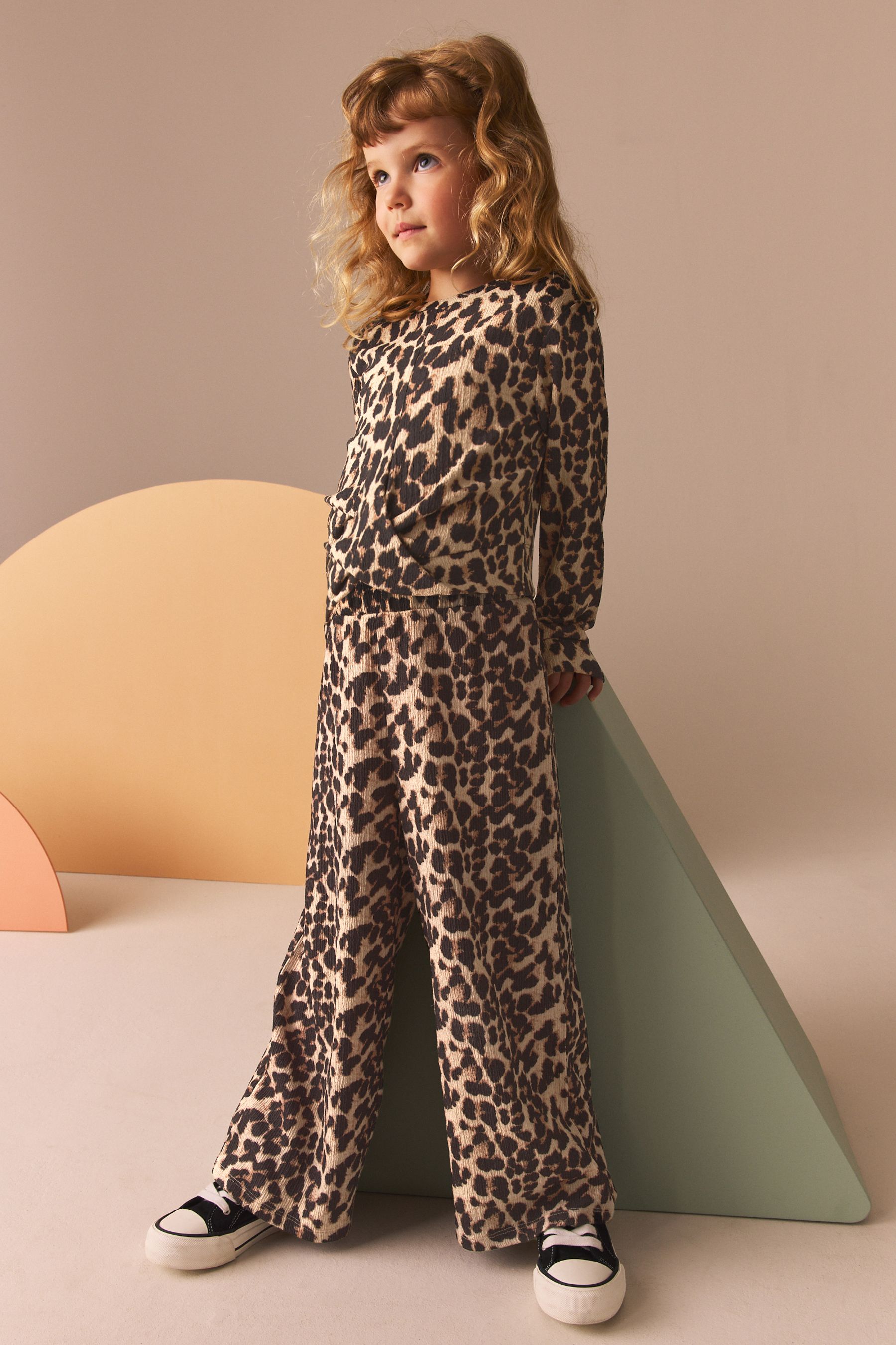 Buy Leopard Print Wrap Front Textured Long Sleeve Top 3 16yrs from Next Ireland