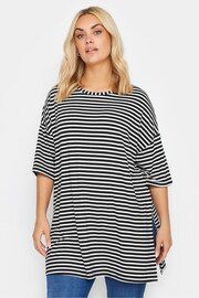 Yours Curve Black Striped Oversized Top - Image 1 of 5