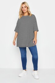 Yours Curve Black Striped Oversized Top - Image 2 of 5