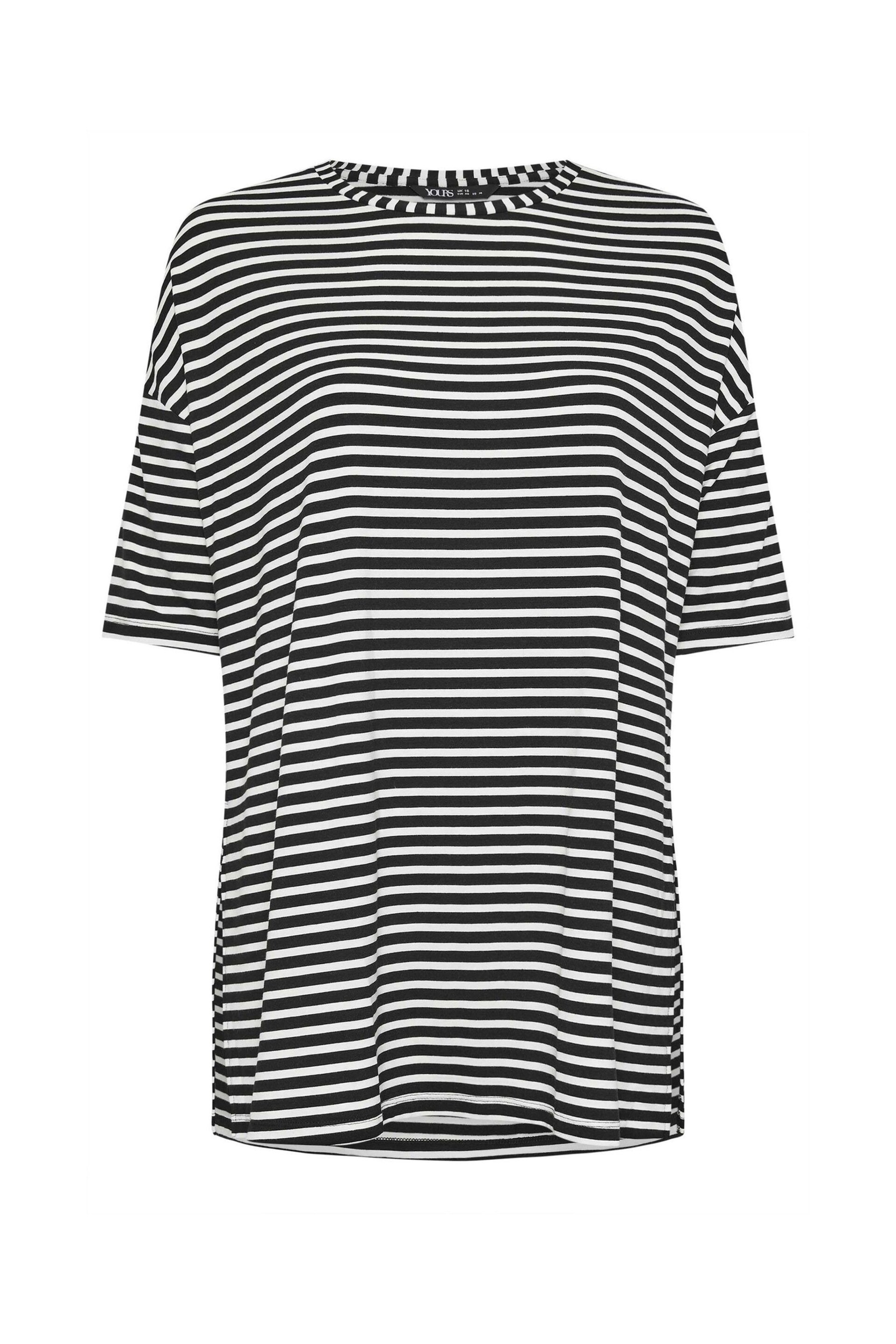 Yours Curve Black Striped Oversized Top - Image 5 of 5